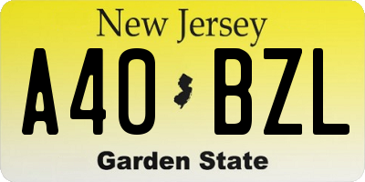 NJ license plate A40BZL