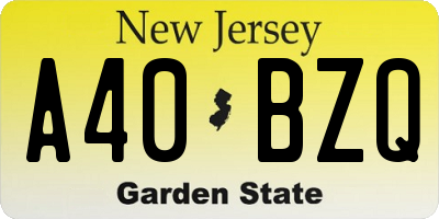NJ license plate A40BZQ
