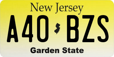 NJ license plate A40BZS