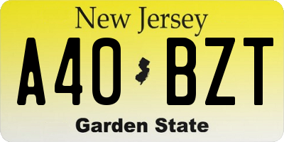 NJ license plate A40BZT