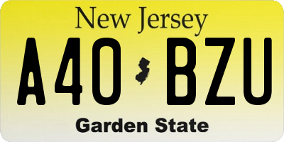 NJ license plate A40BZU