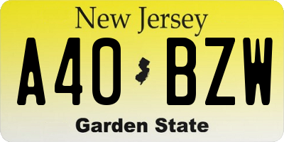 NJ license plate A40BZW