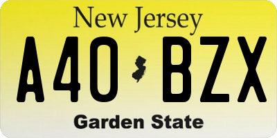 NJ license plate A40BZX