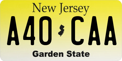 NJ license plate A40CAA