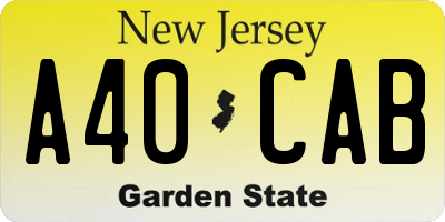 NJ license plate A40CAB
