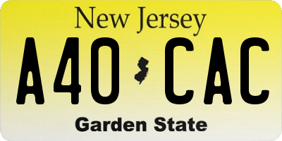 NJ license plate A40CAC