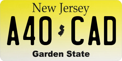 NJ license plate A40CAD