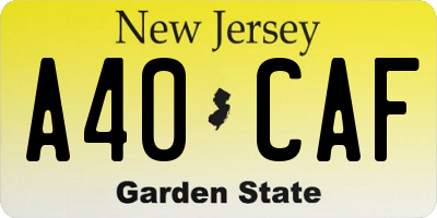 NJ license plate A40CAF