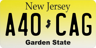 NJ license plate A40CAG