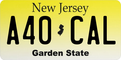NJ license plate A40CAL