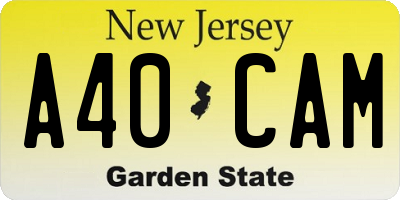 NJ license plate A40CAM