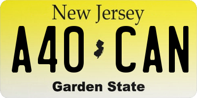 NJ license plate A40CAN