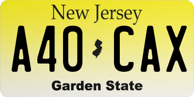 NJ license plate A40CAX