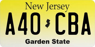 NJ license plate A40CBA