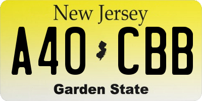 NJ license plate A40CBB