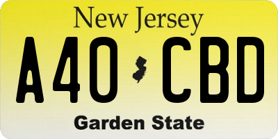 NJ license plate A40CBD