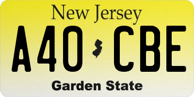 NJ license plate A40CBE