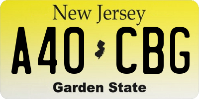 NJ license plate A40CBG