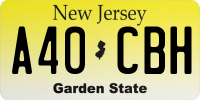 NJ license plate A40CBH