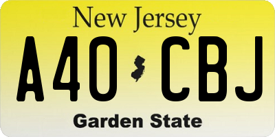 NJ license plate A40CBJ