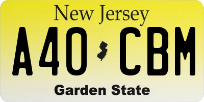 NJ license plate A40CBM