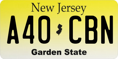 NJ license plate A40CBN