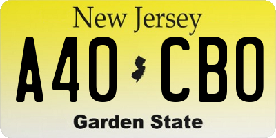 NJ license plate A40CBO