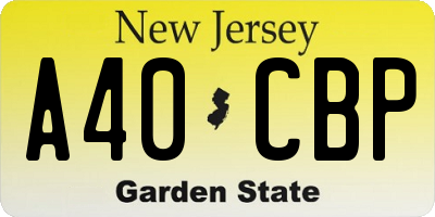 NJ license plate A40CBP
