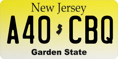 NJ license plate A40CBQ