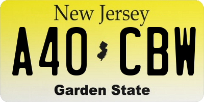 NJ license plate A40CBW