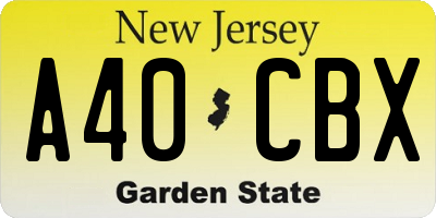 NJ license plate A40CBX
