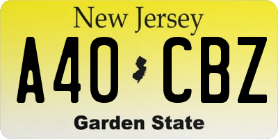 NJ license plate A40CBZ