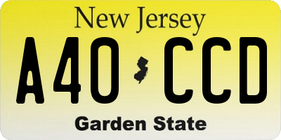 NJ license plate A40CCD