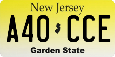 NJ license plate A40CCE