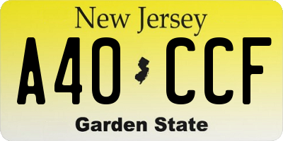 NJ license plate A40CCF