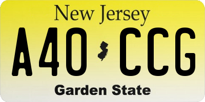 NJ license plate A40CCG