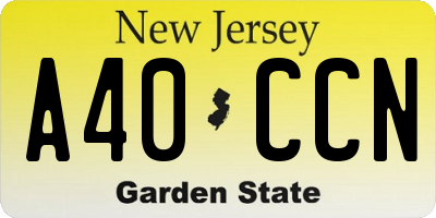 NJ license plate A40CCN