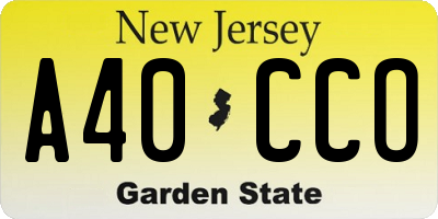 NJ license plate A40CCO