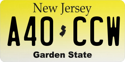 NJ license plate A40CCW