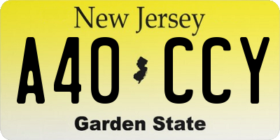 NJ license plate A40CCY