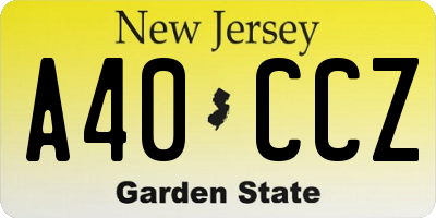 NJ license plate A40CCZ