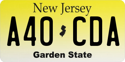 NJ license plate A40CDA