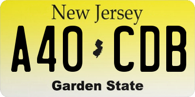 NJ license plate A40CDB