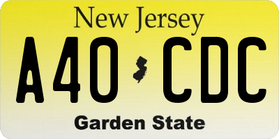 NJ license plate A40CDC