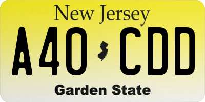 NJ license plate A40CDD