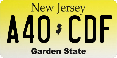 NJ license plate A40CDF