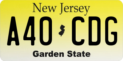 NJ license plate A40CDG