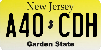 NJ license plate A40CDH