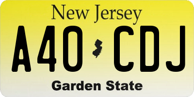 NJ license plate A40CDJ