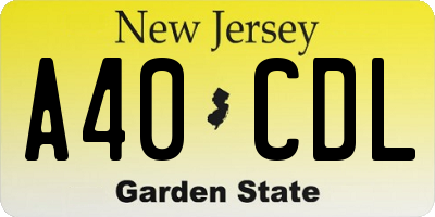 NJ license plate A40CDL